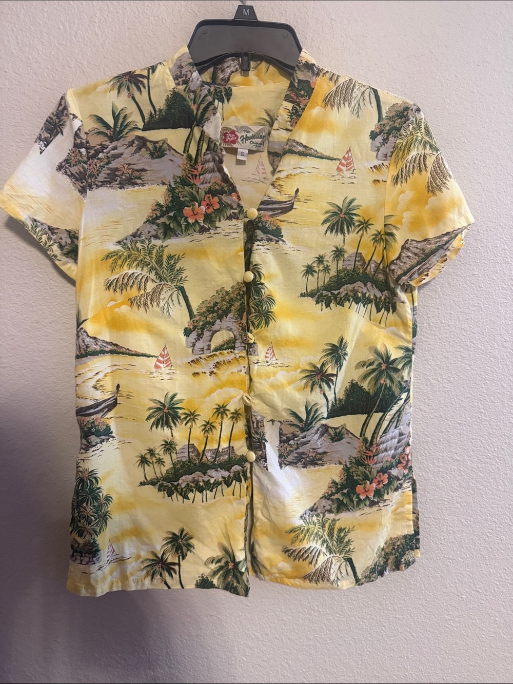Yellow Tropical Print Short-Sleeve Shirt - Men's